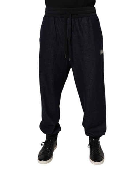 Dolce & Gabbana Black Jacquard Cotton Jogger Sweatpants Pants Dolce & Gabbana Black Jacquard Cotton Jogger Sweatpants Pants