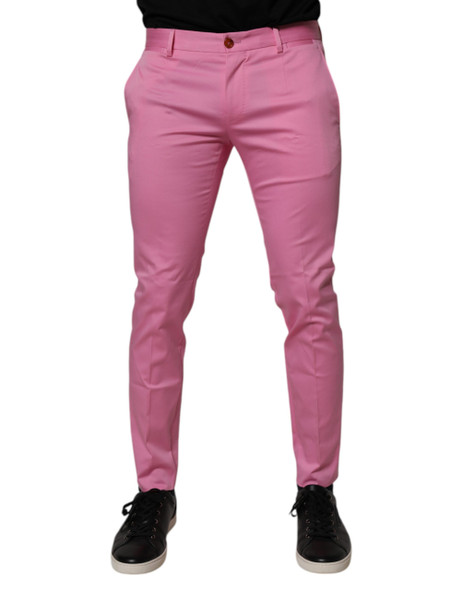 Dolce & Gabbana Pink Cotton Slim Fit Men Dress Formal Pants Dolce & Gabbana Pink Cotton Slim Fit Men Dress Formal Pants