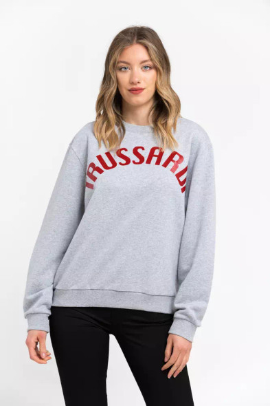 Trussardi Gray Cotton Women Sweatshirt Trussardi Gray Cotton Women Sweatshirt