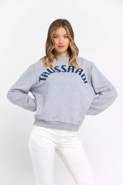 Trussardi Gray Cotton Women Sweatshirt TR-21546 Trussardi Gray Cotton Women Sweatshirt TR-21546