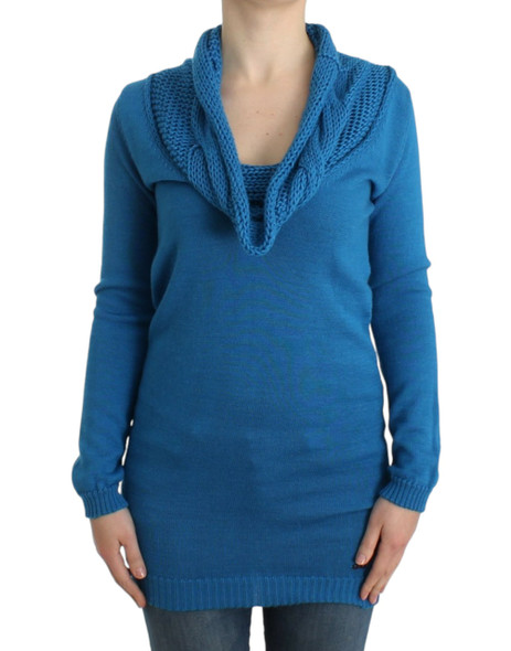 Costume National Blue knitted scoopneck sweater Costume National Blue knitted scoopneck sweater