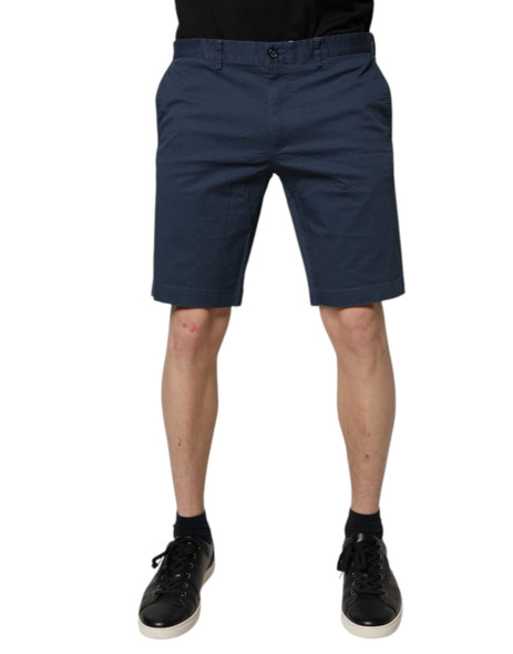Dolce & Gabbana Blue Cotton Mid Waist Men Bermuda Shorts Dolce & Gabbana Blue Cotton Mid Waist Men Bermuda Shorts