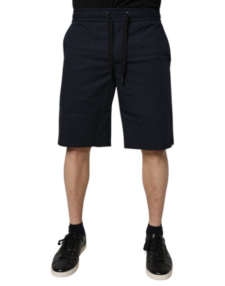 Dark Blue Cotton Bermuda Sweatshorts Shorts Dark Blue Cotton Bermuda Sweatshorts Shorts