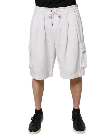 White Cotton Cargo Bermuda Sweatshorts Shorts White Cotton Cargo Bermuda Sweatshorts Shorts