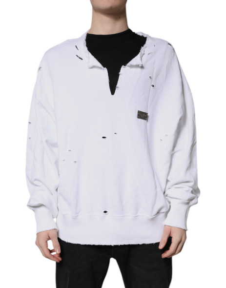 White Cotton Men Pullover Sweatshirt Sweater White Cotton Men Pullover Sweatshirt Sweater