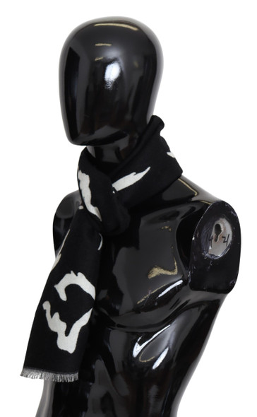 Black White Wool Unisex Winter Warm Scarf Wrap Shawl MS1848 Black White Wool Unisex Winter Warm Scarf Wrap Shawl MS1848