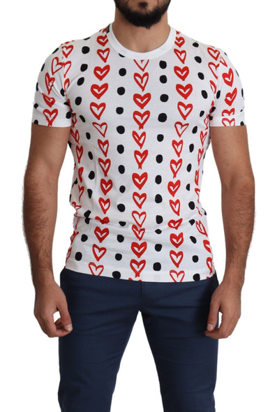 White Hearts Print Cotton Men Top T-shirt White Hearts Print Cotton Men Top T-shirt