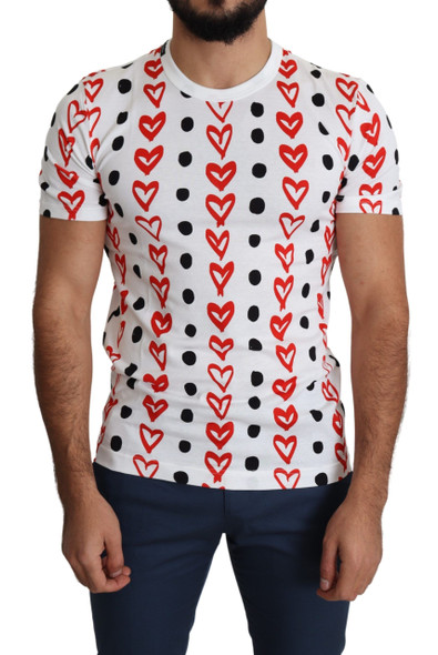 White Hearts Print Cotton Men Top T-shirt White Hearts Print Cotton Men Top T-shirt
