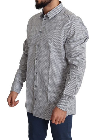Dolce & Gabbana Black White Checkered GOLD Dress Cotton Shirt Dolce & Gabbana Black White Checkered GOLD Dress Cotton Shirt