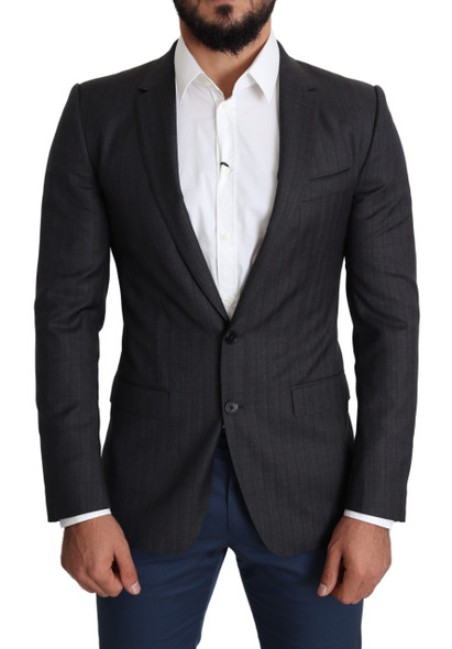 Dolce & Gabbana Black Wool Single Breasted Coat MARTINI Blazer Dolce & Gabbana Black Wool Single Breasted Coat MARTINI Blazer