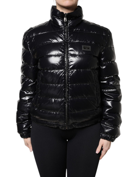 Dolce & Gabbana Black Logo Plaque Full Zip Puffer Jacket Dolce & Gabbana Black Logo Plaque Full Zip Puffer Jacket