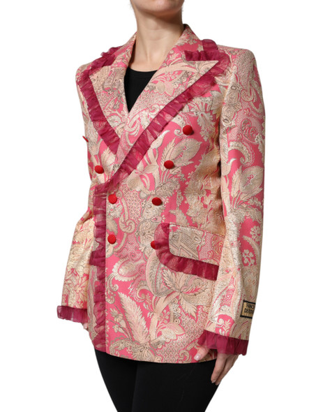 Pink Gold Jacquard Nylon Coat Blazer Jacket Pink Gold Jacquard Nylon Coat Blazer Jacket