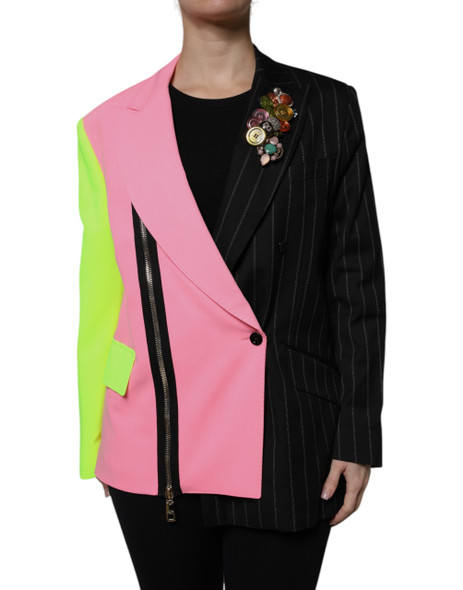 Dolce & Gabbana Multicolor Patchwork Embellished Coat Jacket Dolce & Gabbana Multicolor Patchwork Embellished Coat Jacket