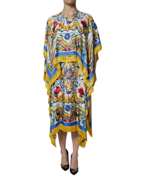 Multicolor Majolica Kaftan Short Sleeves Maxi Dress Multicolor Majolica Kaftan Short Sleeves Maxi Dress