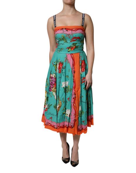 Multicolor Printed Silk Sleeveless Midi Dress Multicolor Printed Silk Sleeveless Midi Dress