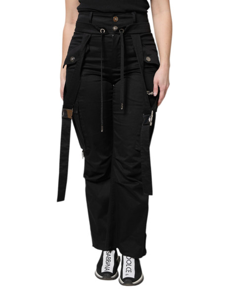 Dolce & Gabbana Black Cotton High Waist Cargo Pants Dolce & Gabbana Black Cotton High Waist Cargo Pants