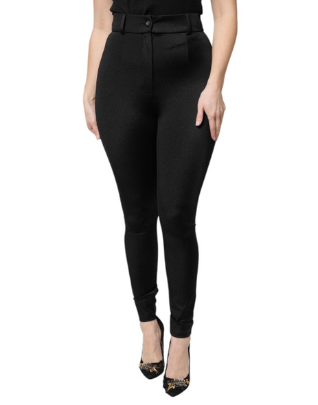 Dolce & Gabbana Black Nylon High Waist Slim Fit Pants Dolce & Gabbana Black Nylon High Waist Slim Fit Pants