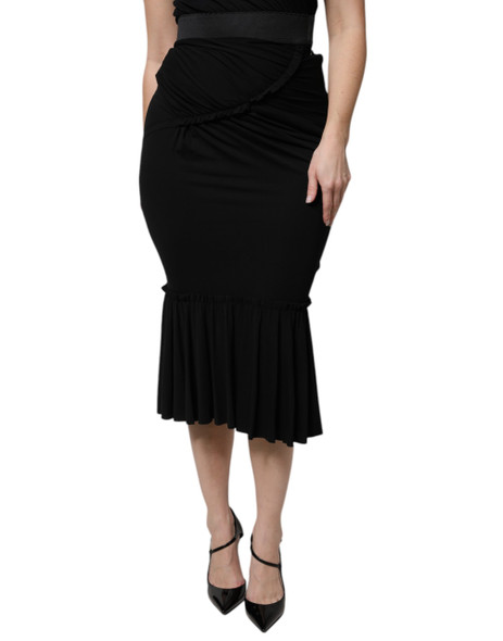 Dolce & Gabbana Black Mermaid Cut High Waist Midi Skirt Dolce & Gabbana Black Mermaid Cut High Waist Midi Skirt