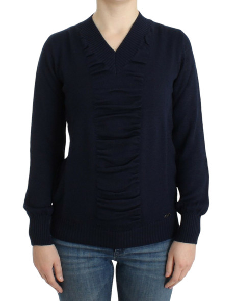 Dark blue V-neck wool sweater Dark blue V-neck wool sweater