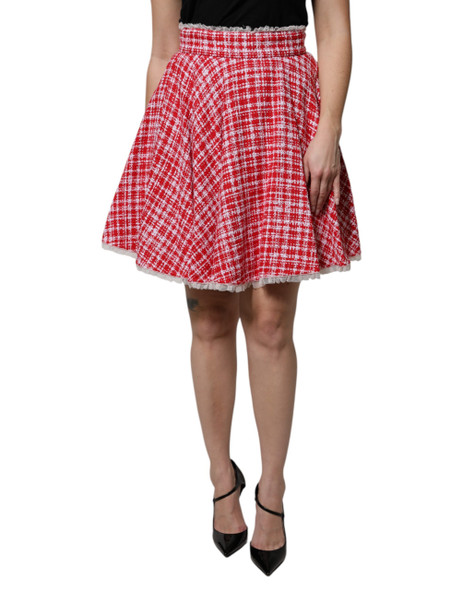 Red White High Waist A-line Above Knee Skirt Red White High Waist A-line Above Knee Skirt