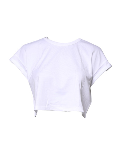 Dolce & Gabbana White Cotton Crew Neck Cropped T-shirt Top Dolce & Gabbana White Cotton Crew Neck Cropped T-shirt Top