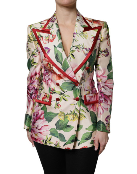 Multicolor Floral Double Breasted Jacket Multicolor Floral Double Breasted Jacket