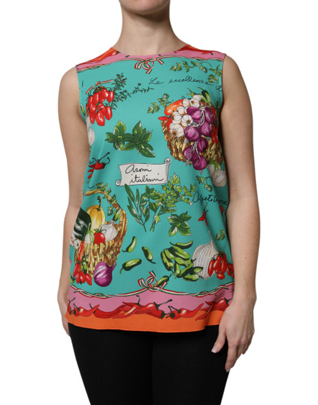 Dolce & Gabbana Multicolor Floral Silk Sleeveless Tank Top TSH90097 Dolce & Gabbana Multicolor Floral Silk Sleeveless Tank Top TSH90097