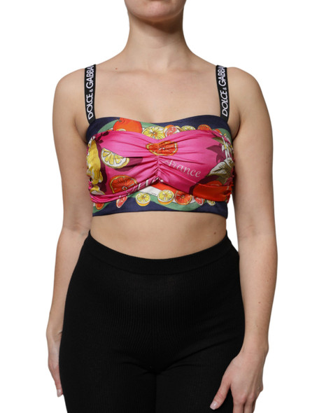 Dolce & Gabbana Multicolor Floral Sleeveless Bustier Cropped Top Dolce & Gabbana Multicolor Floral Sleeveless Bustier Cropped Top