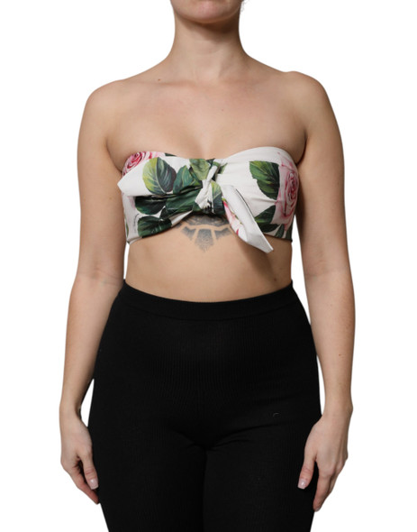 White Floral Print Cropped Bustier Corset Top White Floral Print Cropped Bustier Corset Top