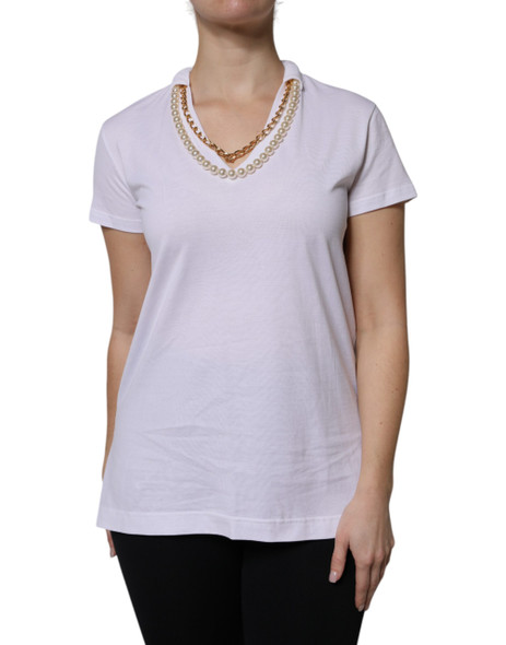 White Necklace Cotton Short Sleeve T-shirt White Necklace Cotton Short Sleeve T-shirt