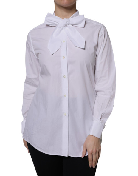 White Ascot Collar Long Sleeve Blouse Top White Ascot Collar Long Sleeve Blouse Top