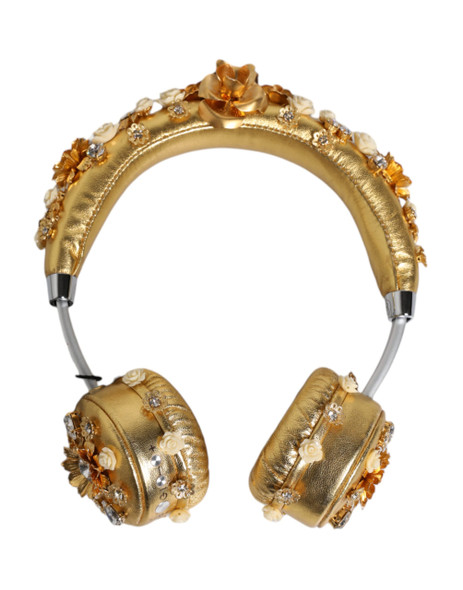 Gold Leather Floral Crystal Angel Headset Headphones SMY10456 Gold Leather Floral Crystal Angel Headset Headphones SMY10456