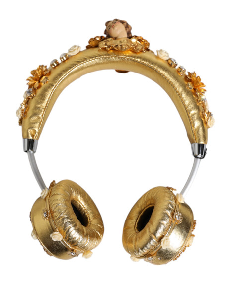 Gold Leather Floral Crystal Angel Headset Headphones SMY10456 Gold Leather Floral Crystal Angel Headset Headphones SMY10456