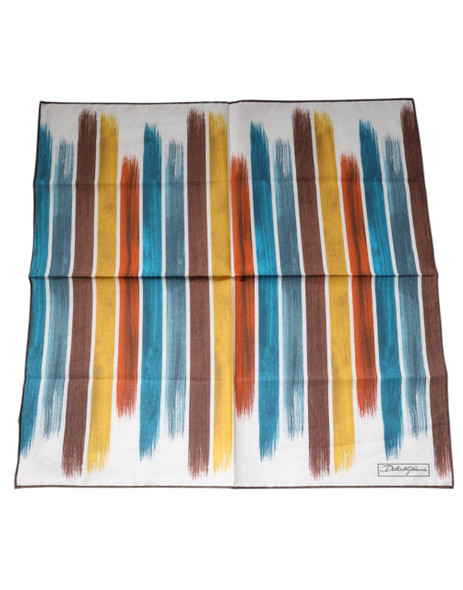 Multicolor Stripes Cotton Square Foulard Scarf Multicolor Stripes Cotton Square Foulard Scarf
