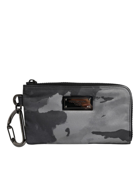 Dolce & Gabbana Black Gray Camouflage Logo Plaque Keyring Pouch Bag Dolce & Gabbana Black Gray Camouflage Logo Plaque Keyring Pouch Bag