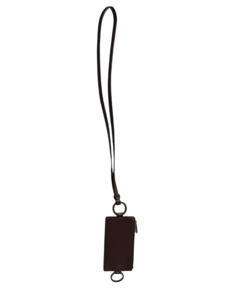 Dolce & Gabbana Brown Calf Leather Lanyard Logo Card Holder Wallet Dolce & Gabbana Brown Calf Leather Lanyard Logo Card Holder Wallet
