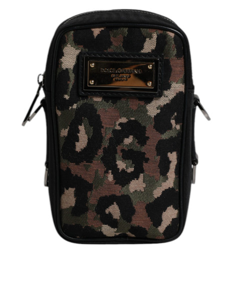 Multicolor Leopard Jacquard Logo Plaque Neck Strap Bag Multicolor Leopard Jacquard Logo Plaque Neck Strap Bag