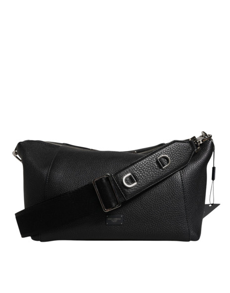 Black Leather Logo Plaque Shoulder Crossbody Bag Black Leather Logo Plaque Shoulder Crossbody Bag