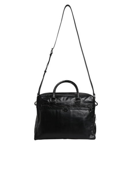 Black Leather Messenger Shoulder Strap Bag Black Leather Messenger Shoulder Strap Bag