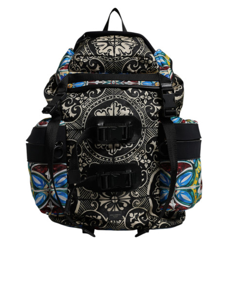 Dolce & Gabbana Multicolor Maiolica Print Nylon Backpack Bag Dolce & Gabbana Multicolor Maiolica Print Nylon Backpack Bag
