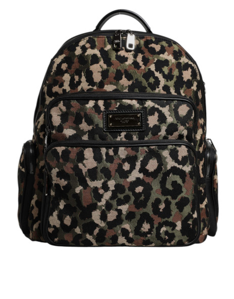 Multicolor Leopard Print DG Logo Plaque Men Backpack Bag Multicolor Leopard Print DG Logo Plaque Men Backpack Bag