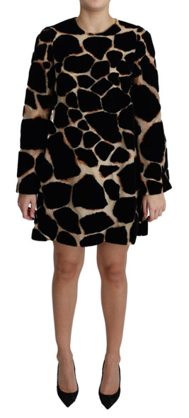 Black Giraffe Print Shift Mini Dress Black Giraffe Print Shift Mini Dress