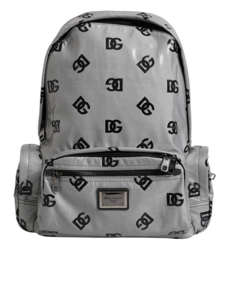Polyester Gray Black DG Logo Plaque Backpack Bag Polyester Gray Black DG Logo Plaque Backpack Bag