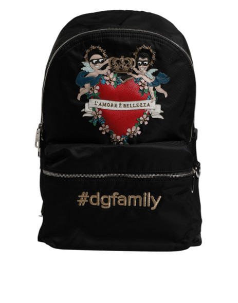Black Nylon #DGFAMILY Embellished Backpack VULCANO Bag Black Nylon #DGFAMILY Embellished Backpack VULCANO Bag