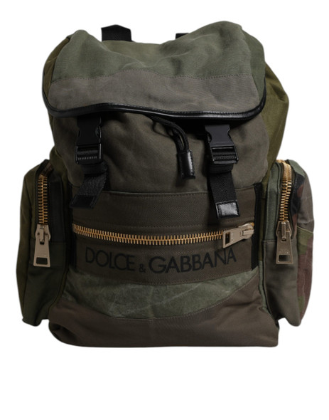 Dolce & Gabbana Military Green Patchwork School Backpack Bag Dolce & Gabbana Military Green Patchwork School Backpack Bag