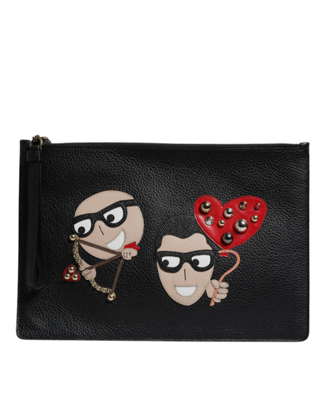 Dolce & Gabbana Black #DGFamily Embellished Leather Clutch Bag Dolce & Gabbana Black #DGFamily Embellished Leather Clutch Bag