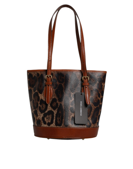 Dolce & Gabbana Brown Leopard Leather Shoulder Strap Tote Bag Dolce & Gabbana Brown Leopard Leather Shoulder Strap Tote Bag