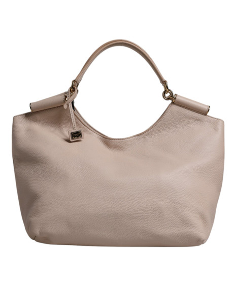 Dolce & Gabbana Light Pink Deer Leather Logo Plaque Tote Top Handle Bag Dolce & Gabbana Light Pink Deer Leather Logo Plaque Tote Top Handle Bag