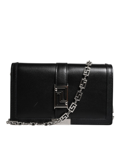 Black Calfskin Leather Chain Strap Shoulder Crossbody Bag Black Calfskin Leather Chain Strap Shoulder Crossbody Bag