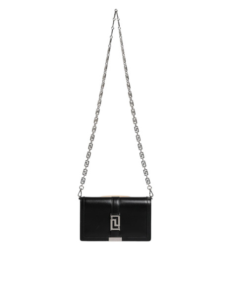 Black Calfskin Leather Chain Strap Shoulder Crossbody Bag Black Calfskin Leather Chain Strap Shoulder Crossbody Bag